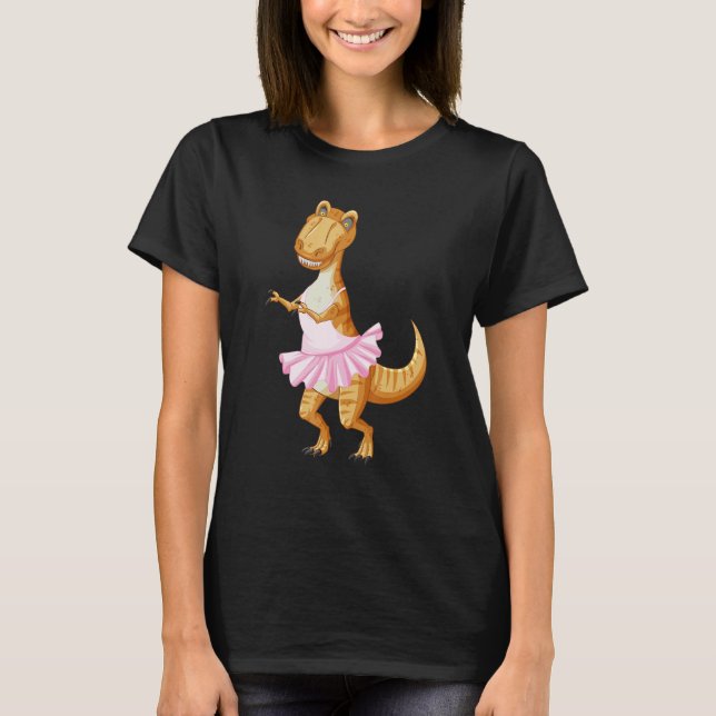 T Rex Artistic Ballet Ballerina Pointe Barr Graphi T-Shirt (Front)