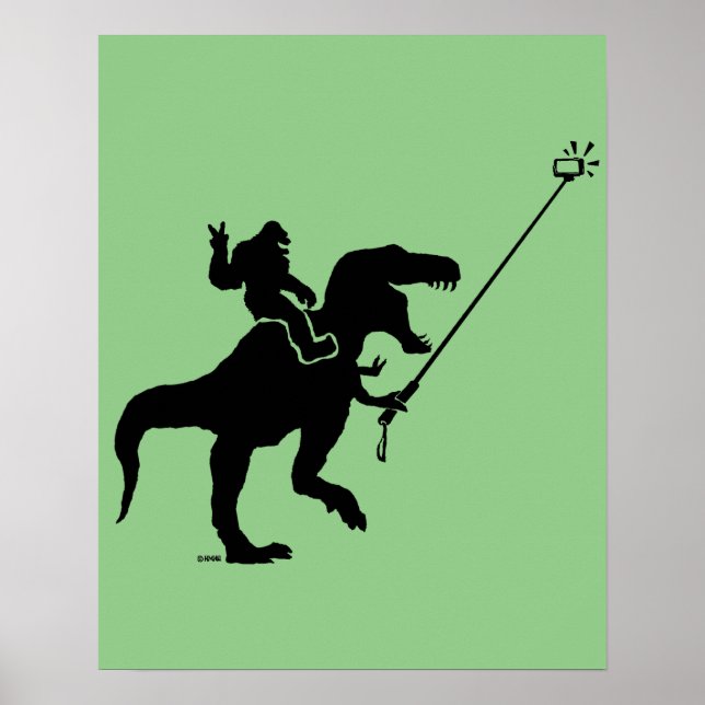 T-rex & bigfoot selfie poster (Front)