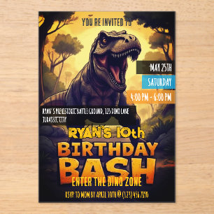 T-Rex Birthday for Boys Acrylic Invitations