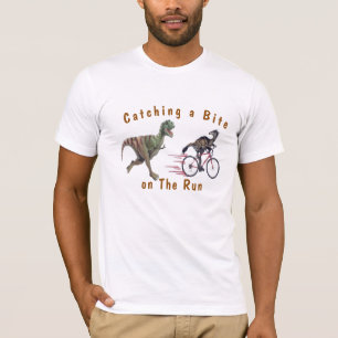 T Rex Bite On The Run - Funny Dinosaur Tshirt