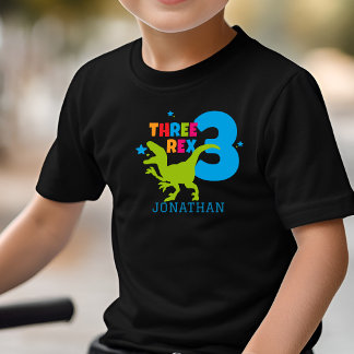 T Rex Boys Cute 3rd Birthday Personalised Name Toddler T-Shirt