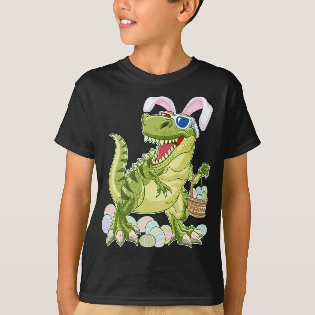 T Rex Boys Easter Shirt Dinosaur Hero Gift (Front)