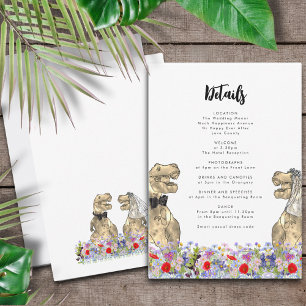 T-Rex Bride and Groom Dinosaur Wedding Details Enclosure Card