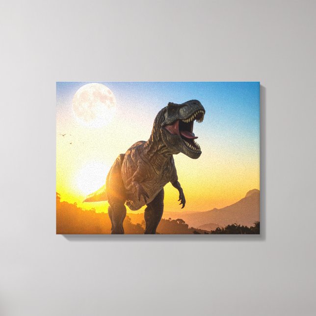 T-Rex Canvas Wall Art – Roaring Dinosaur Decor (Front)