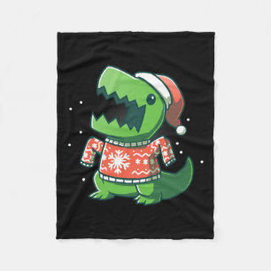 T-rex Christmas Fun Dinosaur Ugly Saurus Fleece Blanket