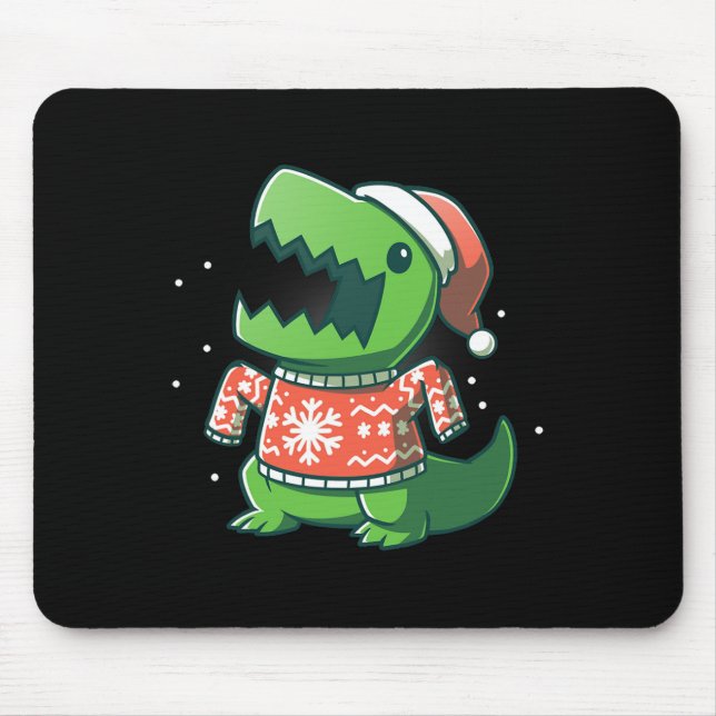 T-Rex Christmas  Fun Dinosaur Ugly saurus  Mouse Pad (Front)