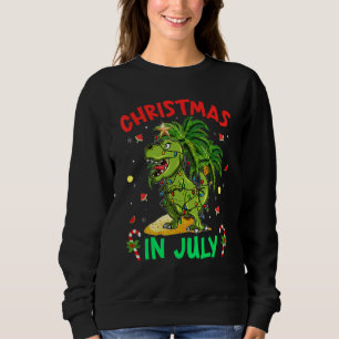 T Rex Christmas In July Dinosaur Boys Kids Summer Sweatshirt