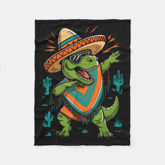 T-rex cinco de mayo dinosaur  fleece blanket (Front)