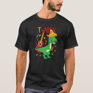 T Rex Cinco De Mayo Mexican Dinosaur Guitar Sombre T-Shirt