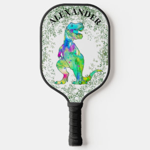 T. rex Colourful dinosaur personalised  Pickleball Paddle