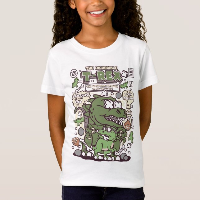 T-Rex Comic Style Kids T-Shirt (Front)