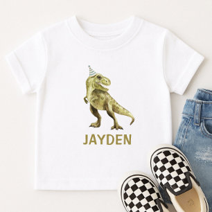 T-Rex Cute Dinosaur Party Custom Name Baby T-Shirt