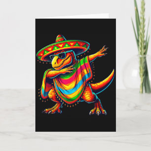 T-rex dabbing cinco de mayo mexican dinosaur dino card