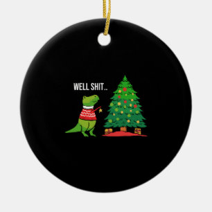 T-Rex Decorating Christmas And Dino Fan Gift Ceramic Tree Decoration