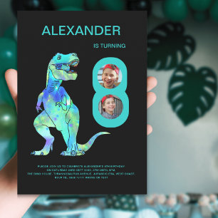T-Rex Dino Boys 8th Birthday Party Invitation