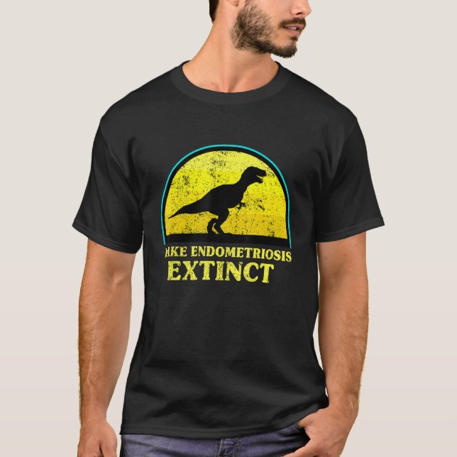 T Rex Dino Make Endometriosis Extinct Awareness Ki T-Shirt (Front)