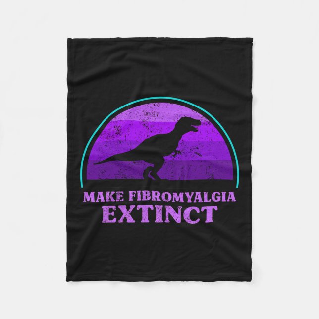 T Rex Dino Make Fibromyalgia Extinct Awareness Tod Fleece Blanket (Front)