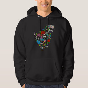 T Rex Dino Sugar Skull Mexico Calavera Dia De Los  Hoodie