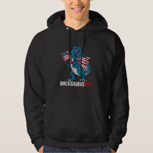 T-Rex Dinosaur Amerisaurus Funny 4th of July Kids Hoodie