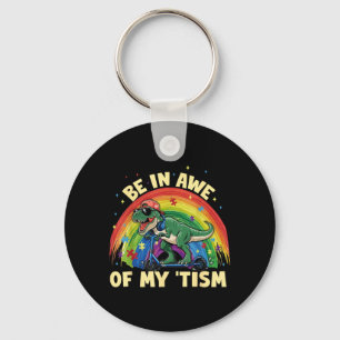 T Rex Dinosaur Autism Awareness Be in Awe of Tism Key Ring