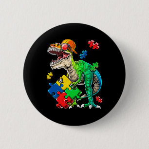 T Rex Dinosaur Autism Awareness Puzzle Piece Gift  6 Cm Round Badge