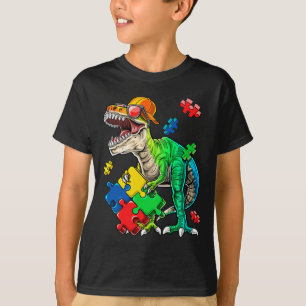 T Rex Dinosaur Autism Awareness Puzzle Piece Gift T-Shirt