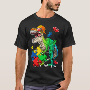 T Rex Dinosaur Autism Awareness Puzzle Piece Gift T-Shirt