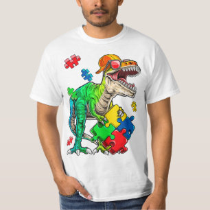 T Rex Dinosaur Autism Awareness Puzzle Piece Gifts T-Shirt