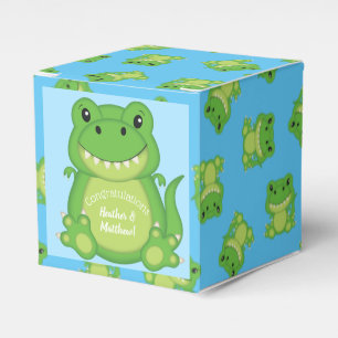 T-Rex Dinosaur Baby Shower Blue Favour Box