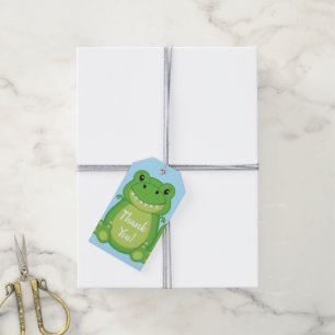 T-Rex Dinosaur Baby Shower Blue Gift Tags
