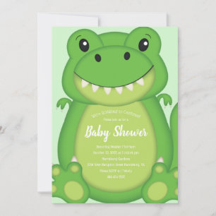 T-Rex Dinosaur Baby Shower Green Invitation