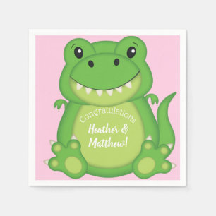 T-Rex Dinosaur Baby Shower Pink Napkin
