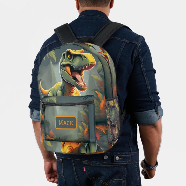 T-Rex Dinosaur Backpack Grey and Orange (Insitu (Model))