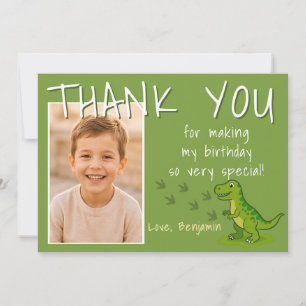 T-Rex Dinosaur Birthday Boy Photo Thank You Card