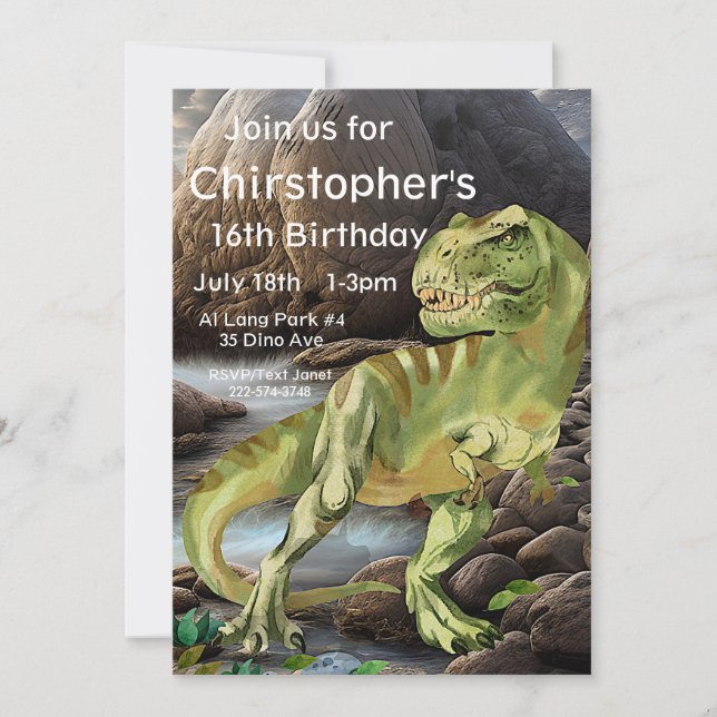 T-Rex, Dinosaur Birthday,  Invitation (Front)