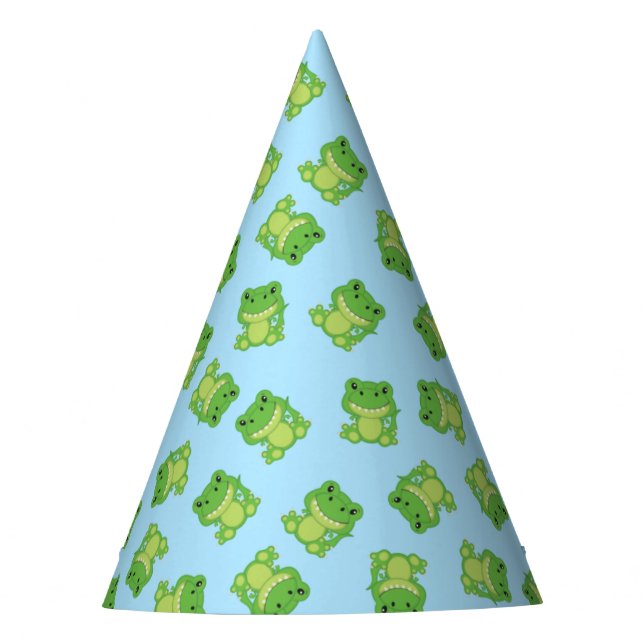 T-Rex Dinosaur Birthday Party Blue Party Hat (Front)