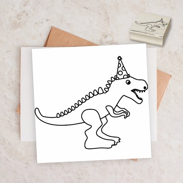 T-Rex Dinosaur Birthday Party Favour Rubber Stamp (Creator Uploaded)