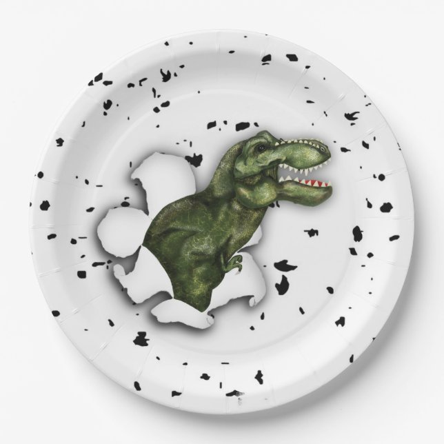 T-Rex Dinosaur Birthday Party Paper Plates (Front)