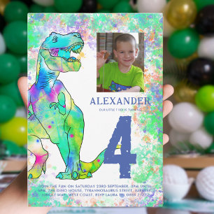 T-Rex Dinosaur Birthday Party Photo Invitation