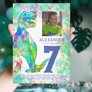 T-Rex Dinosaur Birthday Party Photo Invitation