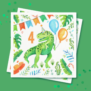 T rex Dinosaur Birthday Party Watercolor Napkin