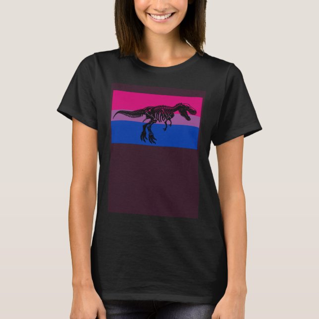 T Rex Dinosaur Bisexual Pride Flag Paleontologist T-Shirt (Front)