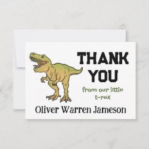 T-REX Dinosaur Boy's Any Age Birthday Thank You Card
