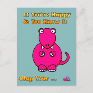 T-rex Dinosaur Can't Clap Funny Joke Postcard