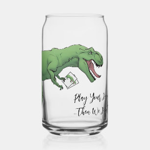 T-Rex Dinosaur Card Game Poker Playing Cards Can Glass