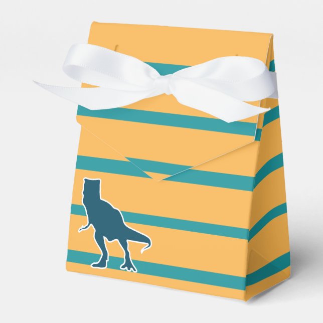 T-rex dinosaur cartoon yellow and blue for boys favour box (Front Side)