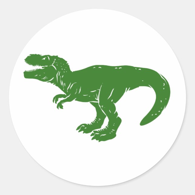 T rex dinosaur - Choose background colour Classic Round Sticker (Front)