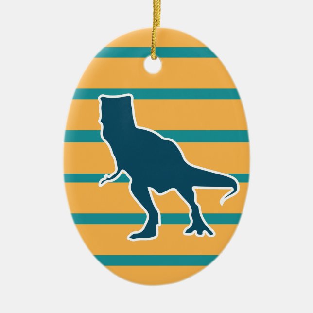 T-rex dinosaur colourful cartoon ceramic tree decoration (Front)