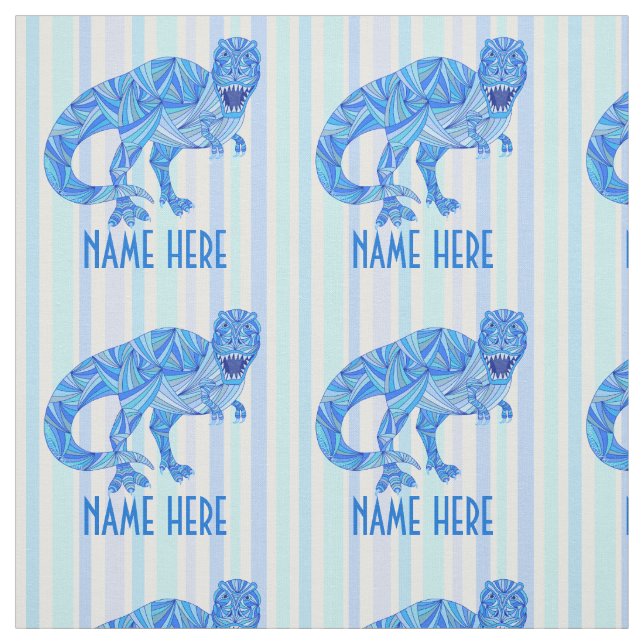 T-Rex Dinosaur Colourful Prehistoric Stripes Fabric (Swatch)