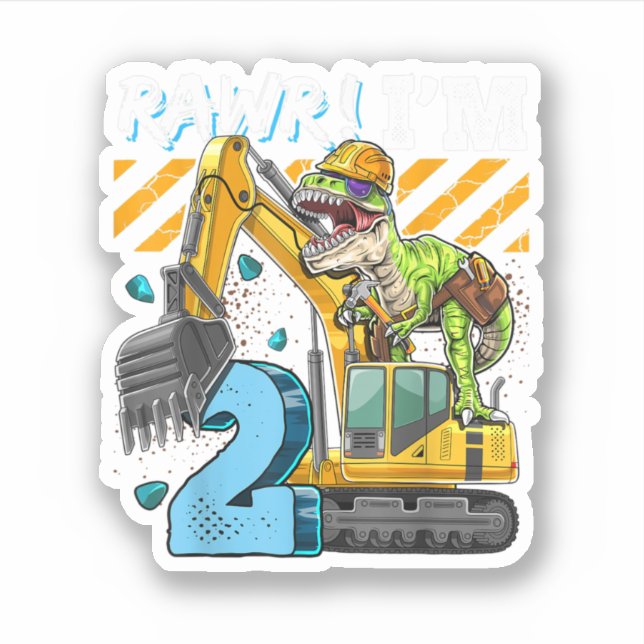 T Rex Dinosaur Construction Hat Excavator 2Nd Birt (Front)